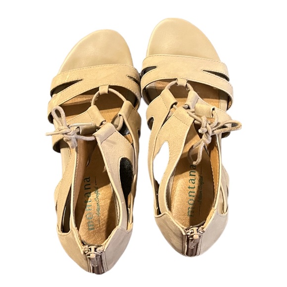 Taupe Suede Lace Up Leather Sandals - Picture 7 of 12